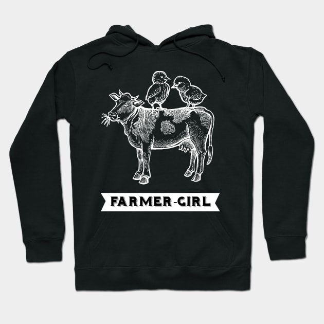 Chick Cow Farm Farmer Girl Hoodie by Imutobi